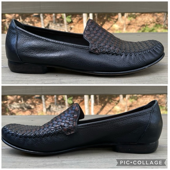 Cole Haan Black and Brown Woven Leather Loafers Shoes size 10 B - Picture 7 of 11